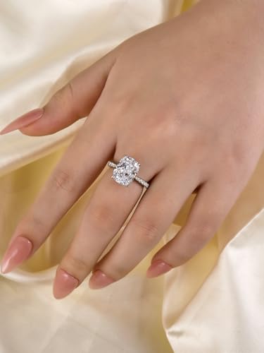 4.5 Carat Cushion Cut Engagement Ring for Women, 925 Sterling Silver AAAAA Cubic Zirconia Promise Ring, Classic Solitaire Anniversary Jewelry Gift3