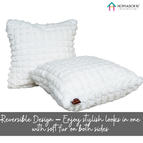 Image of HOMADORN Luxury Plush Fur Reversible Cushion Cover Ultra Soft & Cozy (Pack of 2)