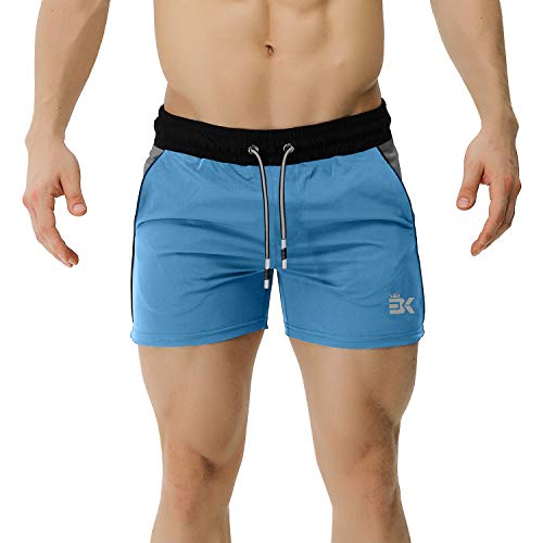 BROKIG 5" Kurze Sporthose Herren,Sport Shorts Herren Kurz Slim Fit Running Shorts mit Tasche(Blau,L) Cover