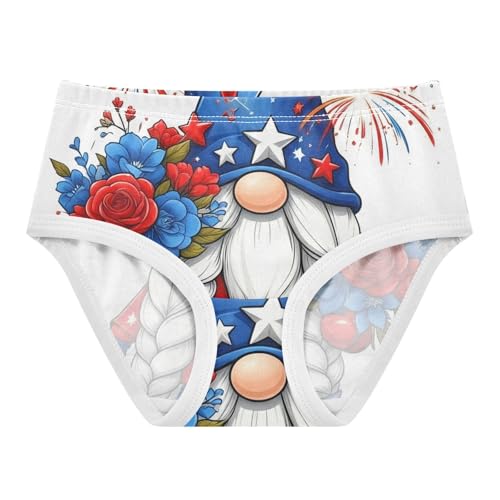 Cute Gnome USA White Girls Underwear Toddler 2t Cotton Little Girl Panties Pattern Underpants Briefs