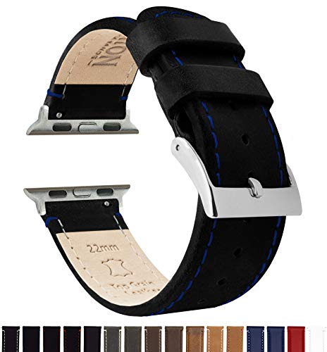 Image of BARTON WATCH BANDS - Top Grain Leather Watch Bands Compatible with Apple Watch Models - 1, 2, 3, 4, 5, 6, 7, 8, 9, 10, SE, Ultra & Ultra 2