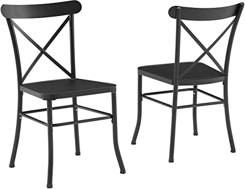 Crosley Furniture Co6270-Mb Astrid Indoor/Outdoor Metal 2-Piece Dining Chair Set, Matte Black #TOP23