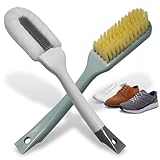 Shoe Cleaning Brush Set of 2 - Soft Bristle Shoes Scrubber with Handle, Shoes Scrubbing Brush for White Sneaker, Leather, Canvas, Knit, Fabric Suede Cleaning Brushes for Hat, Bag and More