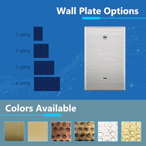 Image of LIDER Blank Metal Wall Plate, Outlet Cover, Corrosion Resistant, Mid-Size 1-Gang 4.88 inch x 3.11 inch, LMWP-01M-SS, UL Listed, Stainless Steel, 1-Pack