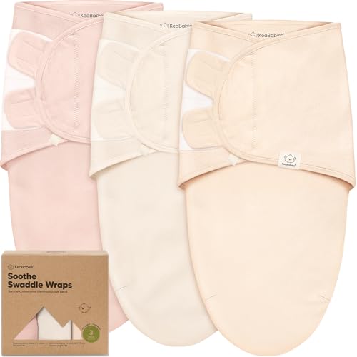 3-Pack Organic Baby Swaddle Sleep Sacks - Swaddles for Newborns, Infant 0-3 Months, Baby Girls, Boys, Soft & Snug Newborn Sleep Sack, Nursery Swaddling Blankets (Angelic, XS) by KeaBabies - Used condition - US$18.48