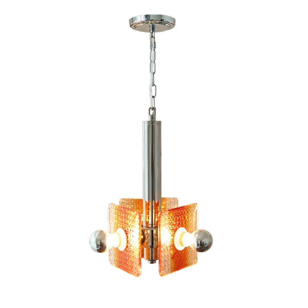 FYZDLAOR 3-Lights Wrought Iron Glass Pendant Light,for Living Room Bedroom Restaurant Cafe Teahouse Bar Dining Room Club（with E14 Warm White Bulb）