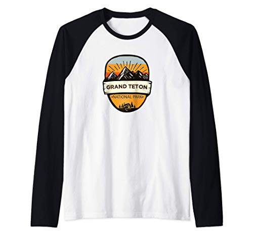 Retro Vintage Grand Teton National Park Gift Camiseta Manga Raglan