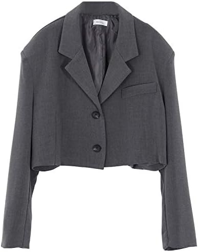 Amazon 緩い 春のファッションシングルブレスト短いsytle長い袖ブレザーハイウエストのスーツのパンツグレー2 Pieesセット 快適 ジーンズ 通販