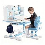 [Ensemble chaise ergonomique] : le bureau pour enfants comprend une chaise ergonomique, adaptée aux enfants à partir de 6 ans. Les grands tiroirs intégrés offrent un espace de rangement pour stylos, règles et autres ustensiles, pour garder votre espace d'apprentissage bien rangé.