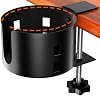 Sujetador de taza de escritorio grande mejorado OOKUU, sujetador de taza de mesa anti-derrames, accesorios de metal para oficina y escritorio gamer, compatible con tazas universales, botellas, portalápices (negro) 2