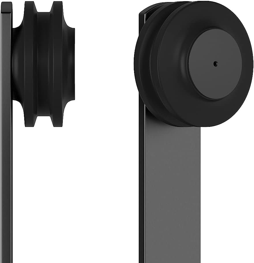 skysen Sliding Barn Door Hardware Roller Set Black (I Shape Hanger Set)