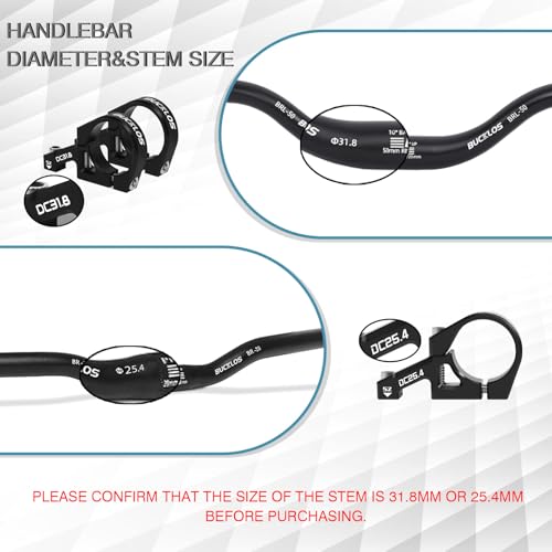 image for BUCKLOS Mountain Bike MTB Handlebars 25.4/31.8mm - 20/30/50/90/100/120