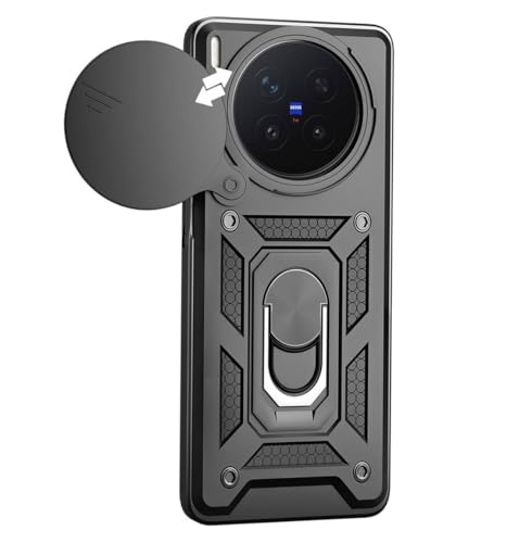 Image of Tough Armor Bumper Back Cover Case for Vivo X300 Pro 5G | Sliding Camera Cover, Kickstand & Ring Holder 360 Degree Protection Back Cover Case for Vivo X300 Pro 5G - Black