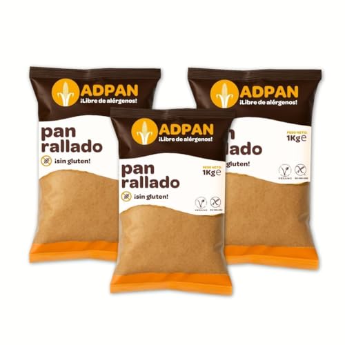 ADPAN Pan Rallado Sin Gluten | Para Celíacos | Vegano | Sin Alérgenos | Ideal para Rebozados y Empanados | Fácil de Usar | Alimentación Saludable​ | Pack de 3x1 kg