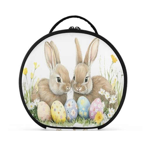 Takiito Bunnys Eggs Wildflowers Travel Makeup Case Portable Makeup Box Artist Cosmetic Case Organizer With Adjustable Dividers