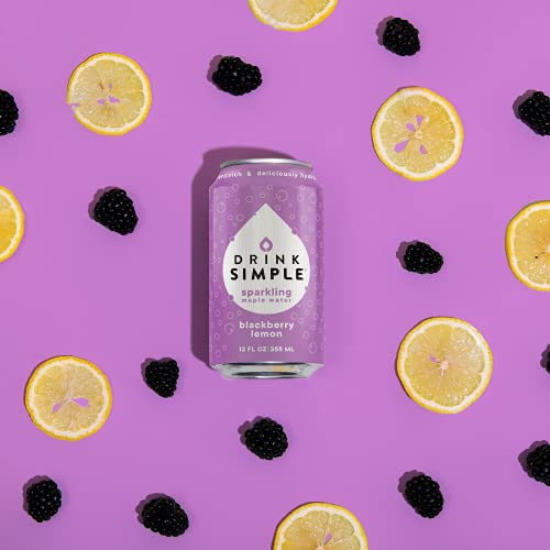 Drink Simple Sparkling Maple Water, Electrolyte Hydration Drink With Natural Prebiotics, No Added Sugar Or Sweeteners, Soda Alternative, Gluten Free, Non-Gmo, Blackberry Lemon, 12 Oz. Cans, 12 Pack #TOP3