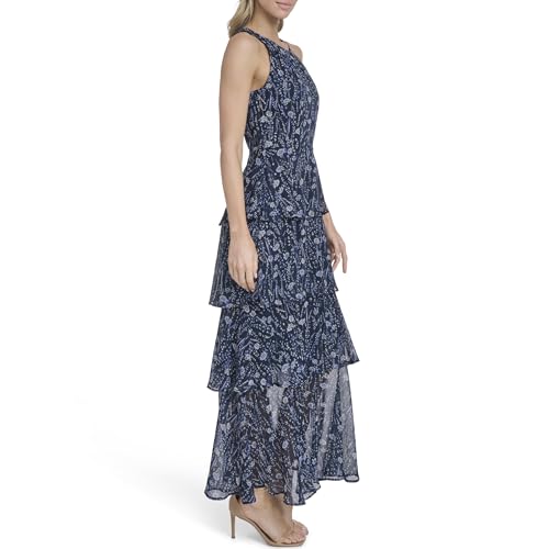 Image of Tommy Hilfiger Women's Sleeveless Halter Neck Tiered Skirt Maxi Dress