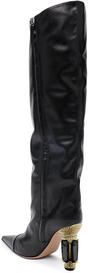 Amazon.com | XYD Women Side Zip Knee High Boots Pointed Toe
