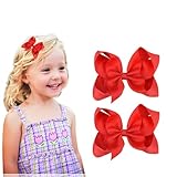 Pinzas para el pelo rojo de 4.5 pulgadas para niñas, juego de 2