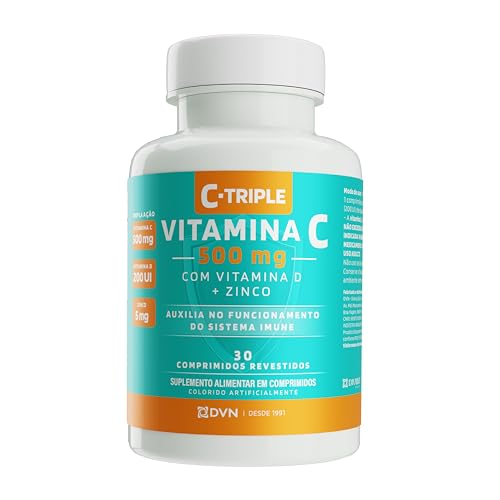 Vitamina C 500 mg + Vitamina D 200 ui + Zinco 5 mg 30 Comprimidos - C-Triple - Imunidade e Antioxidante