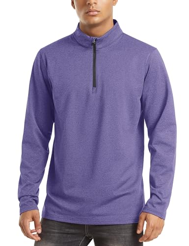 Image of TACVASEN Men's Sports Shirts 1 /4 Zip Long Sleeve Fleece Lined Running Workout Pullover Tops Sweatshirt