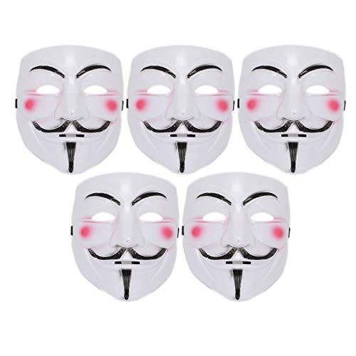 Gifts 4 All Occasions Limited SHATCHI-1460 Lot de 5 masques Vendetta pour déguisement d'Halloween Blanc Cover