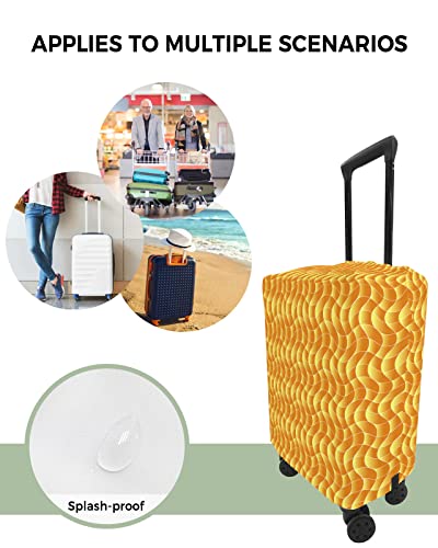 Travel Luggage Cover Spandex Elastic Suitcase Cover for Luggage, Scratch Proof Luggage Cover Protector for Trunk Case 22-25 Inch Luggage, Ombre Retro Ripple Orange4