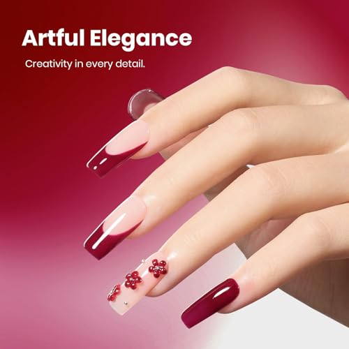 Image of Beetles Red Gel Polish - Burgundy Bliss 15ML /0.51Fl Oz, Red Gel Nail Polish, Same Color Same Bottle STAY SHINING Series, Soak Off UV LED Lamp Spring Nails Art, Long-Lasting Manicure Salon DIY Home