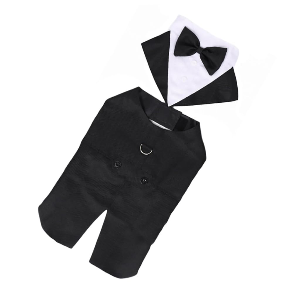 Disfraz formal para perro POPETPOP con moño, talla S miniatura 7