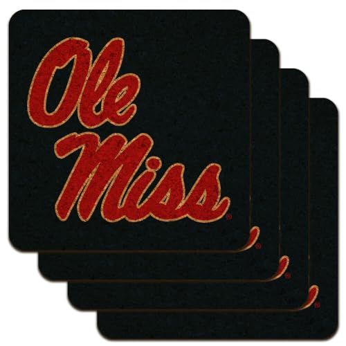 Graphics & More University of Mississippi Primary Logo Low Profile Novelty Cork Coaster Set
