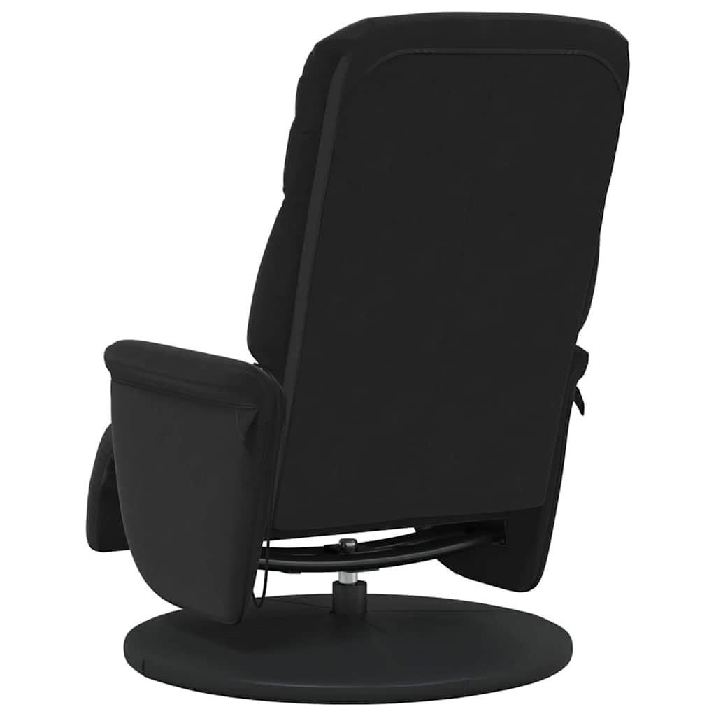 Massagesessel mit Fußteil, Schwarz Samt, 6-Punkt-Vibrationsmassage, verstellbare Rückenlehne und Fußstütze, 360 Grad drehbar, Robustes Holz Metall Gestell