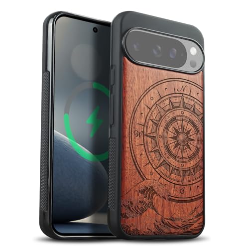 Custodia In Legno Carveit Per Google Pixel 10 Con MagSafe – Cover Magnetico Anturto In Legno Nero Naturale, Incisione Laser - 3