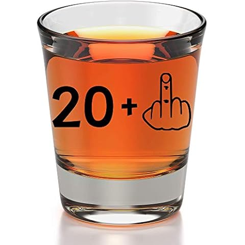 21st Birthday Shot Glass - 21 + Middle Finger Funny Birthday Gifts For Him Or Her - Silly Bday Decorations For Men, Women, daughter, Sister, Best Friend, Co-Worker - Twenty One Birthday Shot Glass Cover