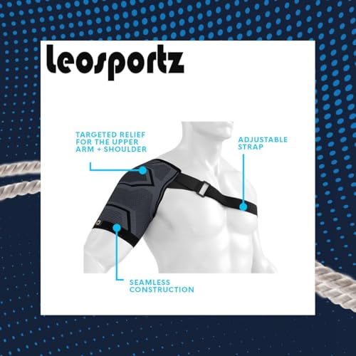 Image of Leosportz Sholder Support Belt for Men and Women | Shoulder Brace for Rotator Cuff, Dislocated AC Joint, Labrum Tear, Shoulder Pain, Shoulder Compression Sleeve (Grey)