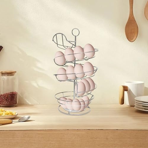 Organizador de huevos en espiral de alambre metálico para encimera de cocina moderna 8