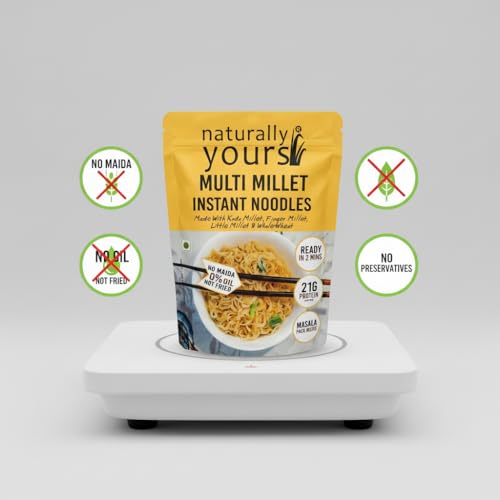 Image of Naturally Yours Multi Millet Instant Noodles 175g | Kodo & Little Millet + Whole Wheat | 21g Protein | High Fiber | No Maida | Non-Fried | No Onion No Garlic Jain-Friendly | Tastemaker | Pack of 1