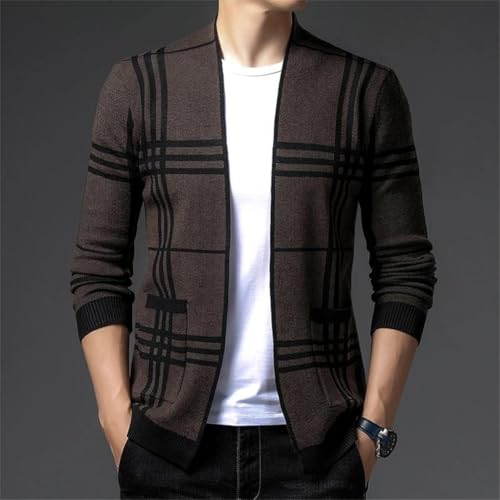 Men's Casual Knitted Cardigan Stripe Straight Print Warm Button Fashion Men's Clothes2