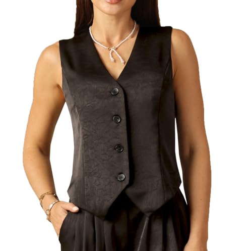 トップス Venica Camisole tailored vest Fallorchid Women's Business Button Up Sleeveless Vest Crop