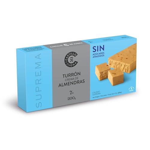 Castillo de Jijona - Turrón Crema de Almendras Sin Azúcar 200gr - Turrón Sin Azúcar - Equilibrio entre Sabor y Salud - Sin Gluten - Calidad Suprema - Receta Artesanal - Fabricado en España (Jijona)