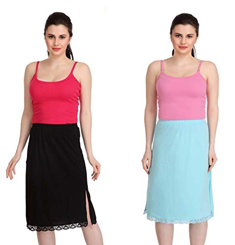 Image of Splash Cotton Rich Regular Skirt Slip for Women - Knee Length