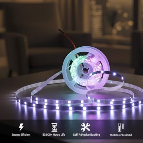 Image of LED Strip Light for Home Decoration | Waterproof Adhesive Cove Lighting for Ceiling, Cabinet & Festive decor, 3.5 mtrs. (Multicolor, 60 LED per Meter)