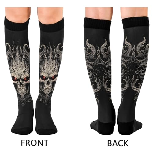 AIXIWAWA Compression Socks-Devil Skull-1 Pair for Women Men, Knee High Long Socks for Athletic Casual Running2