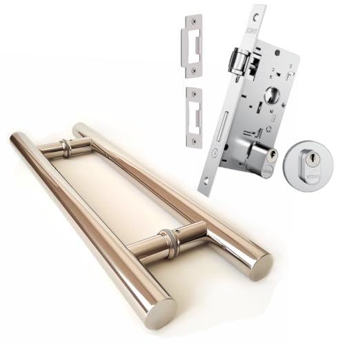 Kit Puxador Inox Polido Tubular Redondo 45cm Porta Madeira + Fech...