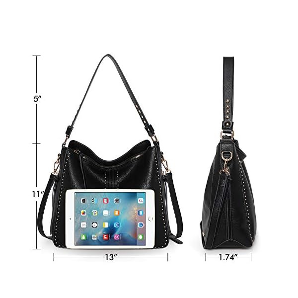 Montana West Large Hobo Handbag for Women Studded Leather Shoulder Bag Crossbody Purse With Tassel MWC-1001BK