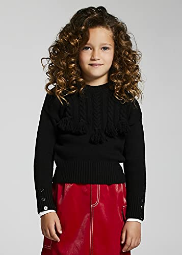 Mayoral Braided Sweater for Girls Black4