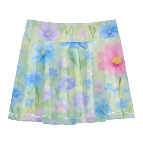 Toddlers Tennis Skirts Bloom Meadow Green Girls' Shorts Athletic Skorts Outfit Little Girl 4t2