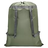 Laundry Bag Backpack, 27” x 34”Sturdy Laundry Bag with Shoulder Straps Drawstring Closure Heavy Duty Foldable Laundry Backpack for College, Travel, Laundromat, Apartment (Army Green)