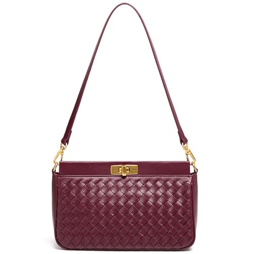 Shoulder Bag for Women Weave Bags Lightweight Tote Bags Vegan Leather Handbags Handmade Cute Bags Sling Purse with Pocket