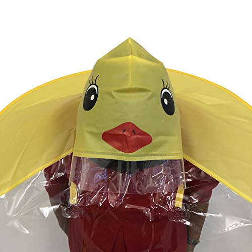 Lafuncosa Child Yellow Duck Ufo Raincoat Hand Free Umbrella Hat S (Kid Height 35"-47") #TOP4
