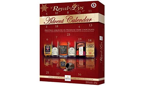 Abtey Chocolatier Royal des Lys Prestige Licores en Premium Chocolate Oscuro Calendario de Adviento 24 Días, Rojo, 290 g